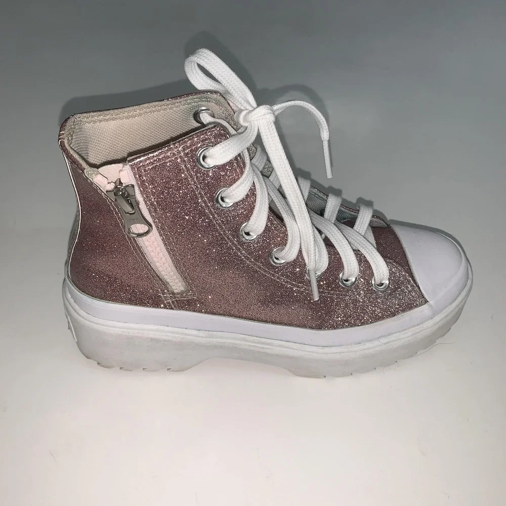 Converse Chuck Taylor All Star Shoes Kids Size 2 Pink Glitter High Top Platform